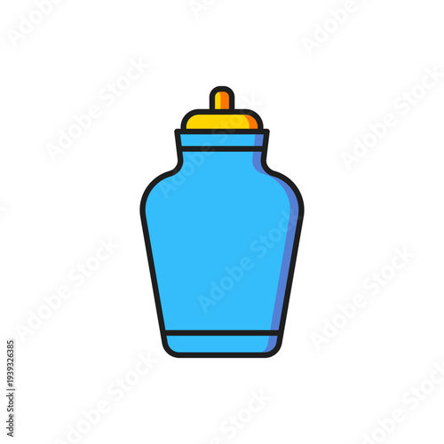 Color Funeral urn icon isolated on white background. Cremation and burial containers, columbarium vases, jars and pots with ashes. Flat filled outline style with shadow. Vector