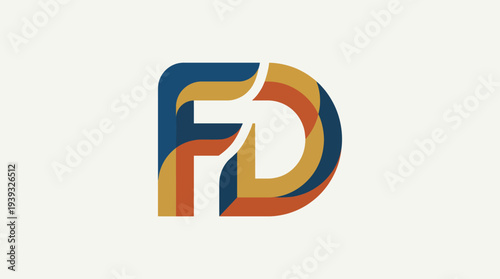 This vibrant logo design creatively combines the letters 'F' and 'D' using bold colors and shapes, representing innovation and modern brand identity in a striking manner.