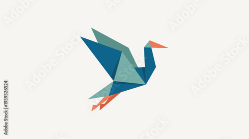 A striking geometric illustration of a bird in flight, using a vibrant color palette that conveys creativity and freedom, suited for artistic and nature-related projects.