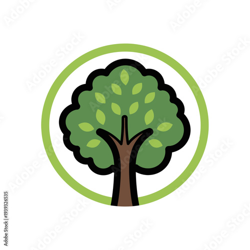 Green Tree Icon in a Circle