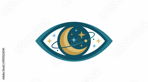This artistic image represents a cosmic eye, incorporating celestial elements like stars and planets, symbolizing observation and the universe's vastness through creativity.