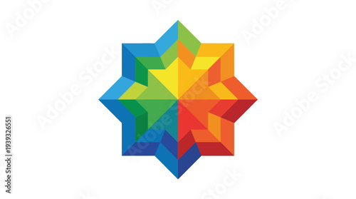 This image features a vibrant star shape composed of rainbow colors, representing diversity and creativity in design, perfect for any artistic or dynamic presentation.