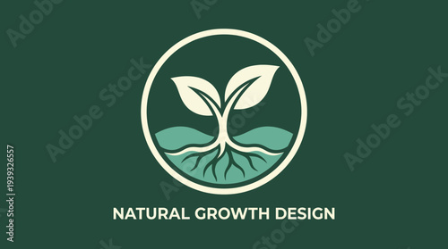 A logo featuring a stylized plant with roots and leaves, representing growth and sustainability. Ideal for companies focused on environmental consciousness and natural design.