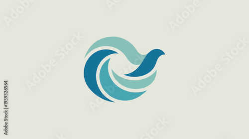 This logo creatively combines wave patterns and a bird silhouette, symbolizing freedom and fluidity, suitable for brands in creative or nature-oriented sectors.