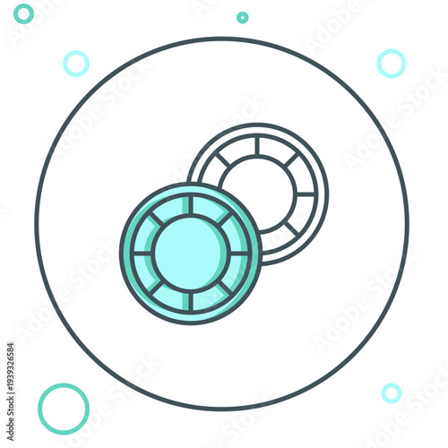 Line Casino chips icon isolated on white background. Casino gambling. Colorful outline concept. Vector