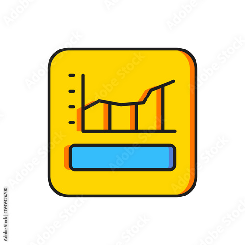 Color Graph, schedule, chart, diagram, infographic, pie graph icon isolated on white background. Flat filled outline style with shadow. Vector