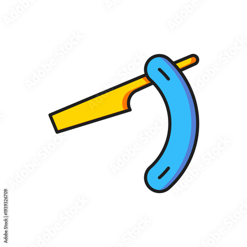Color Straight razor icon isolated on white background. Barbershop symbol. Flat filled outline style with shadow. Vector