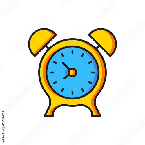 Color Alarm clock icon isolated on white background. Wake up, get up concept. Time sign. Flat filled outline style with shadow. Vector