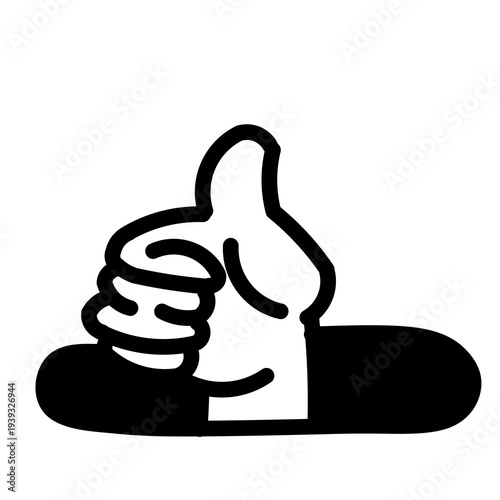 Hand Showing Thumbs Up Gesture Emerging from Hole Vector. 