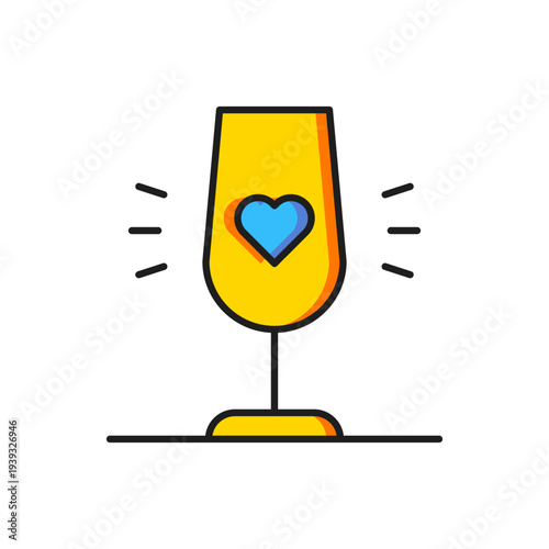 Color Wine glass icon isolated on white background. Wineglass sign. Favorite wine. Flat filled outline style with shadow. Vector