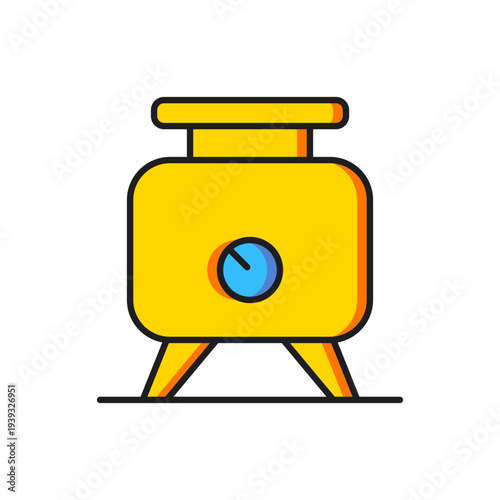 Color Metal tank with grape juice as alcoholic fermentation icon isolated on white background. Flat filled outline style with shadow. Vector