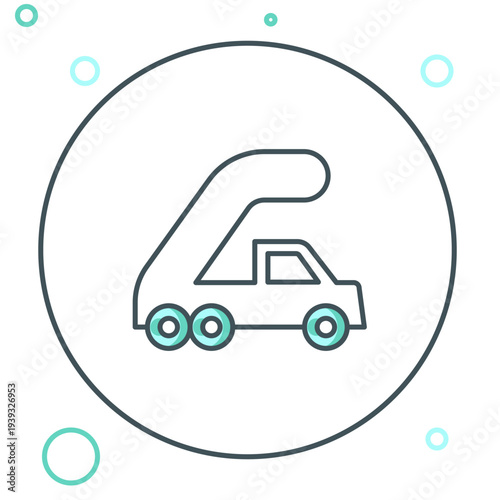 Line Passenger ladder for plane boarding icon isolated on white background. Airport stair travel. Colorful outline concept. Vector