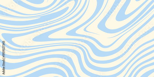 Groovy 70s Retro Wavy Background with Psychedelic Curvy Lines and Zebra Pattern. Modern creative trendy design in vector illustration