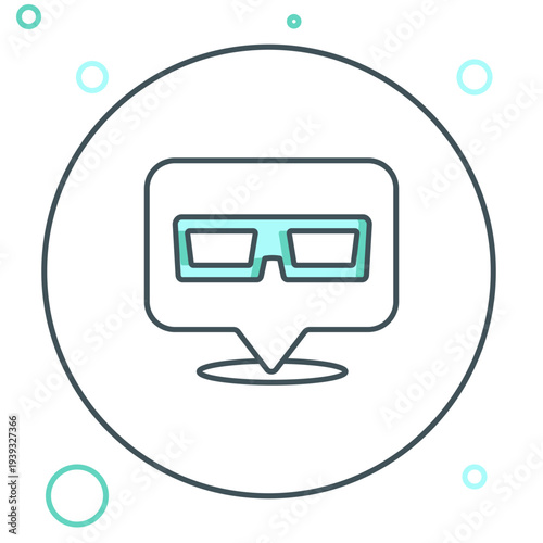 Line 3D cinema glasses icon isolated on white background. Colorful outline concept. Vector