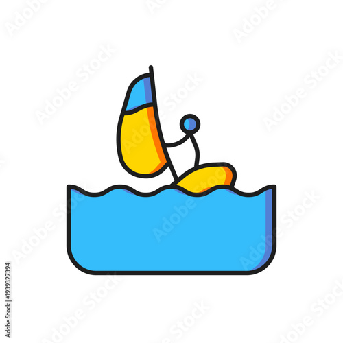 Color Windsurfing icon isolated on white background. Flat filled outline style with shadow. Vector