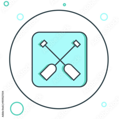 Line Paddle icon isolated on white background. Paddle boat oars. Colorful outline concept. Vector