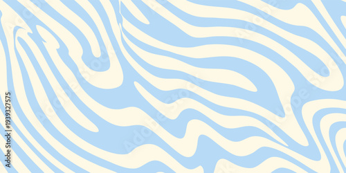 Groovy 70s Retro Wavy Background with Psychedelic Curvy Lines and Zebra Pattern. Modern creative trendy design in vector EPS 10