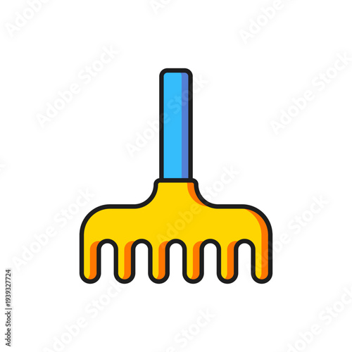 Color Garden rake icon isolated on white background. Tool for horticulture, agriculture, farming. Ground cultivator. Flat filled outline style with shadow. Vector