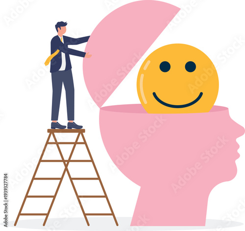 Businessman Putting Positive Mood into Mind