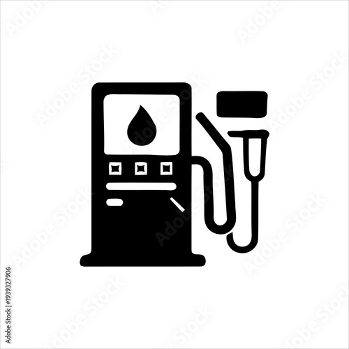 Black Silhouette of Gas Pump Icon Representing Vehicle Fueling and Energy Refill Needs