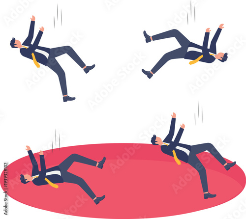 Business Professionals Falling into Risk Hole