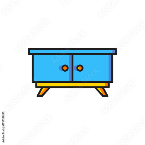 Color Furniture nightstand icon isolated on white background. Flat filled outline style with shadow. Vector