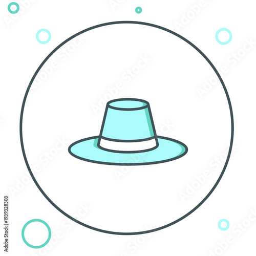Line Man hat with ribbon icon isolated on white background. Colorful outline concept. Vector