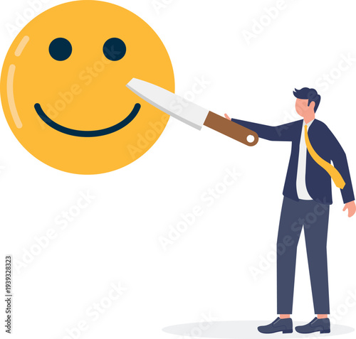 Businessman Dividing Positive Customer Satisfaction