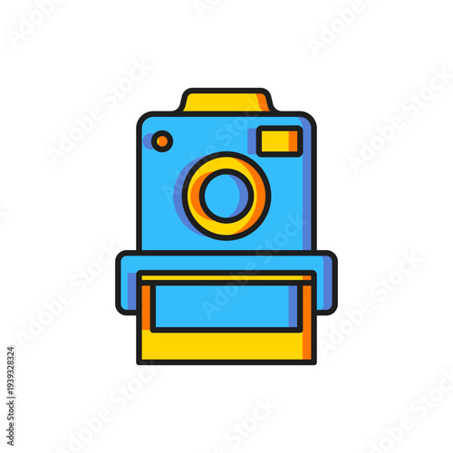 Color Photo camera icon isolated on white background. Foto camera. Digital photography. Flat filled outline style with shadow. Vector