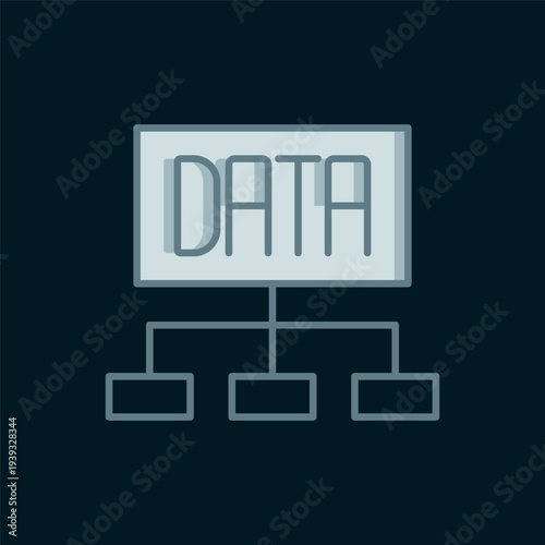 Line Data analysis icon isolated on black background. Business data analysis process, statistics. Charts and diagrams. Flat filled outline style with shadow. Vector