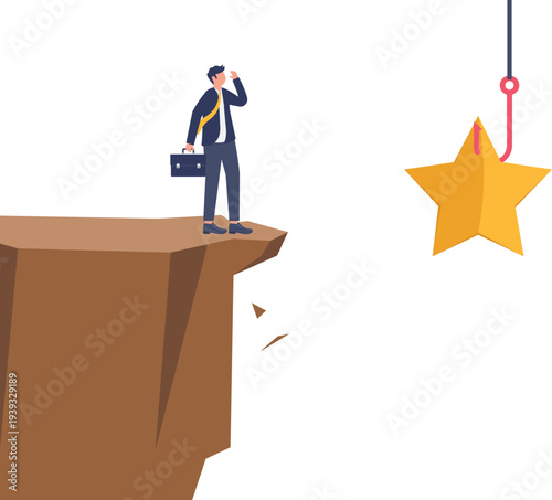 Professional Facing Success Reward Bait at Cliff