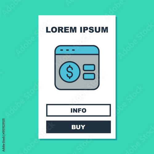 Filled outline Online poker table game icon isolated on turquoise background. Online casino. Vector