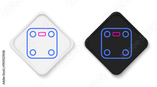 Line Bathroom scales icon isolated on white background. Weight measure Equipment. Weight Scale fitness sport concept. Colorful outline concept. Vector