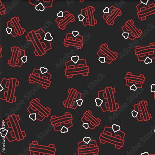 Line Bedroom icon isolated seamless pattern on black background. Wedding, love, marriage symbol. Bedroom creative icon from honeymoon collection. Vector