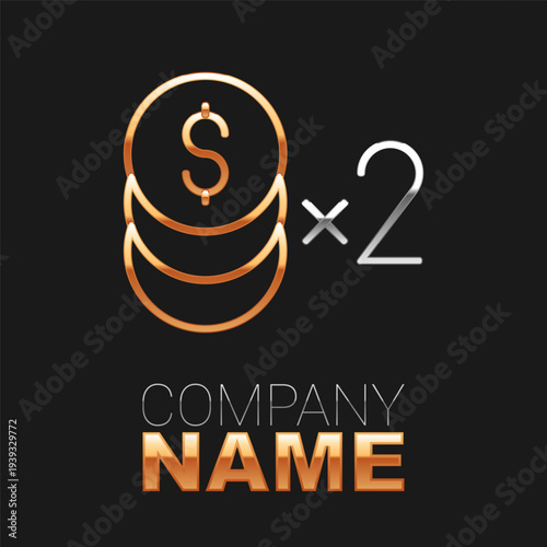 Line Casino chip with dollar symbol icon isolated on black background. Casino gambling. Colorful outline concept. Vector