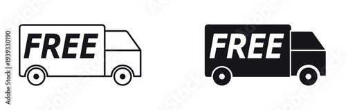 free shipping delivery truck flat icon for apps and websites.