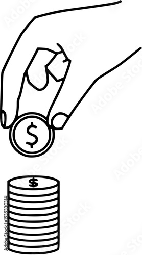Investment Hand Dropping Coin Line Icon