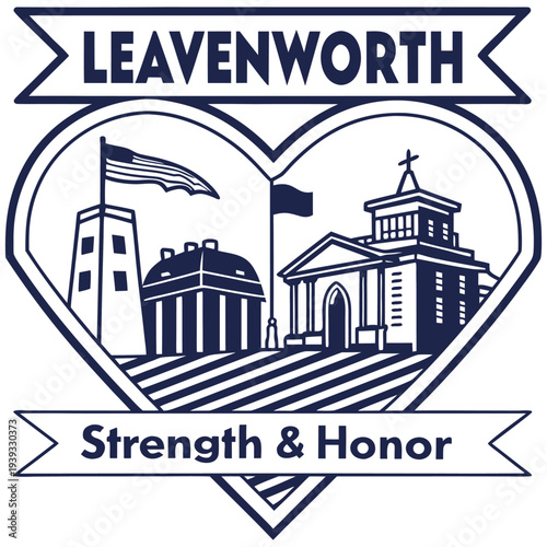 Leavenworth Strength and Honor Military Heritage Heart Emblem