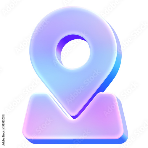 Photography 3D Glossy Y2K Holographic Pinpoint Icon - Gradient Pastel Map Location Marker