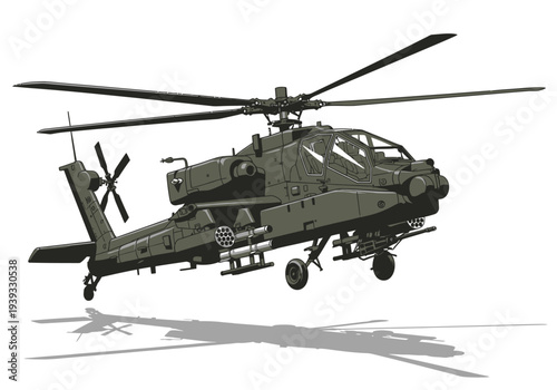 Military Helicopter Aircraft Gunship Vehicle.