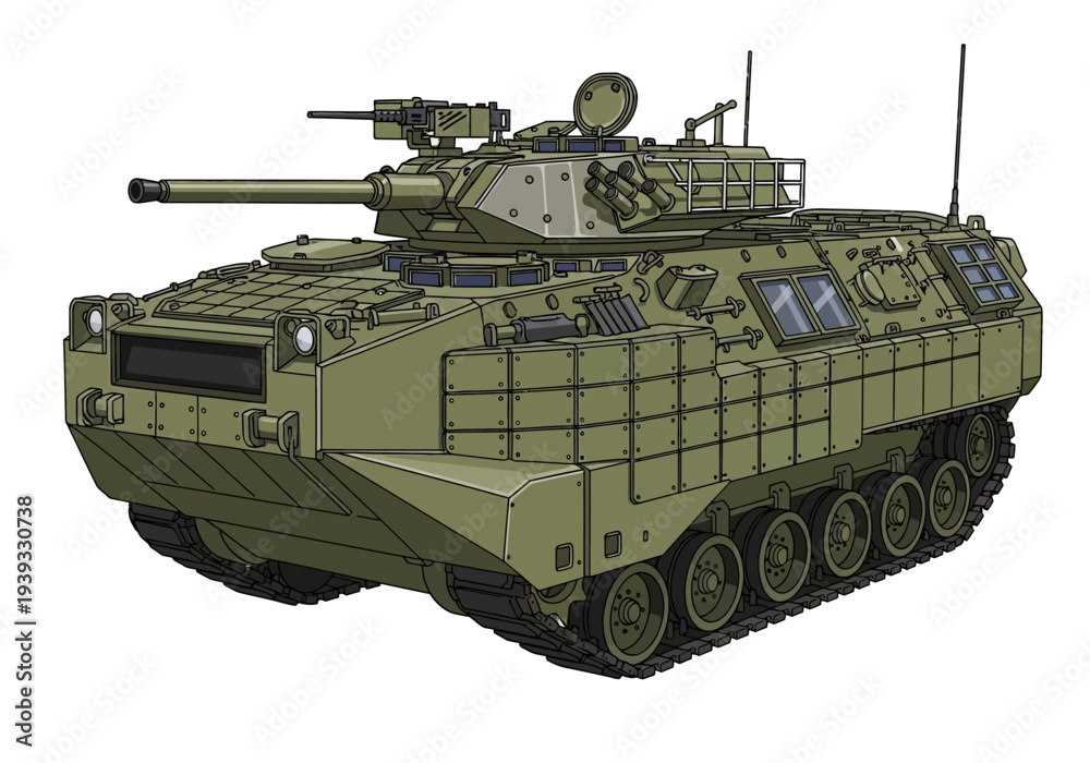 Obraz premium Military Tank with Turret Gun.