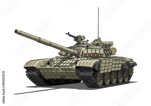 Military Tank with Soldier on Top.