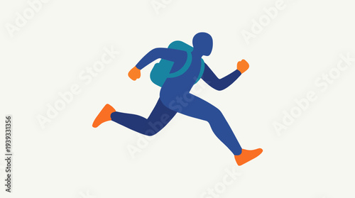 An energetic depiction of a runner in motion with a backpack symbolizes adventure, fitness, and exploration, creating a captivating scene for outdoor enthusiasts.