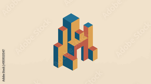 A captivating image showcasing colorful geometric shapes arranged into a unique structure, representing modern art and creativity, ideal for digital and artistic branding materials.