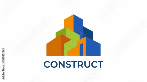 A vibrant composition of geometric building blocks in various colors, representing construction, creativity, and urban design in a fresh and engaging style.