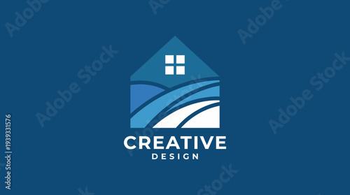 A captivating logo design encapsulating the essence of homes with rolling landscapes, using soothing colors and sharp shapes to convey creativity and design effectively.