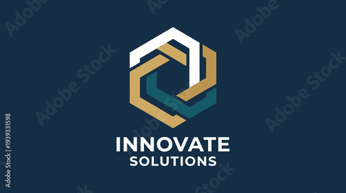 A sophisticated logo featuring interlocking hexagons in earthy tones, symbolizing collaboration, connectivity, and innovative solutions in a modern business environment.