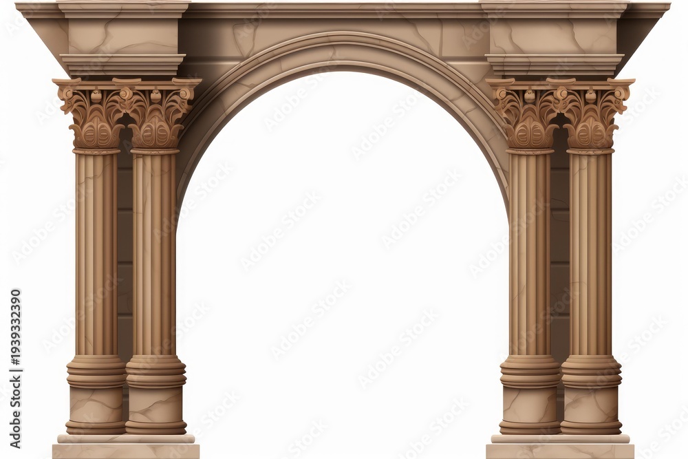 Obraz premium Stone antique arch with ornate corinthian columns providing an elegant gateway