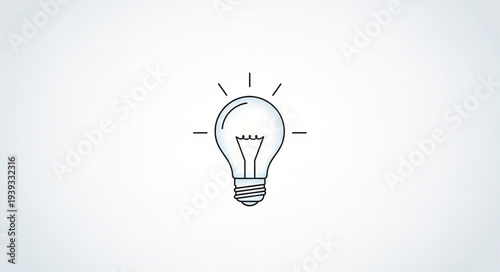 Simple line drawing of a glowing light bulb representing an idea.