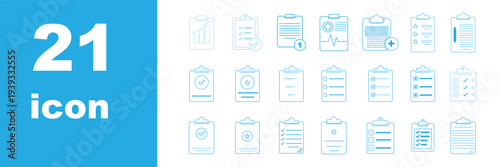 Clipboard with check mark different style icon set. Line, solid and filled outline colorful icon, vector sign and symbol. Checklist clipboard icon for grocery order, audit and task icon.